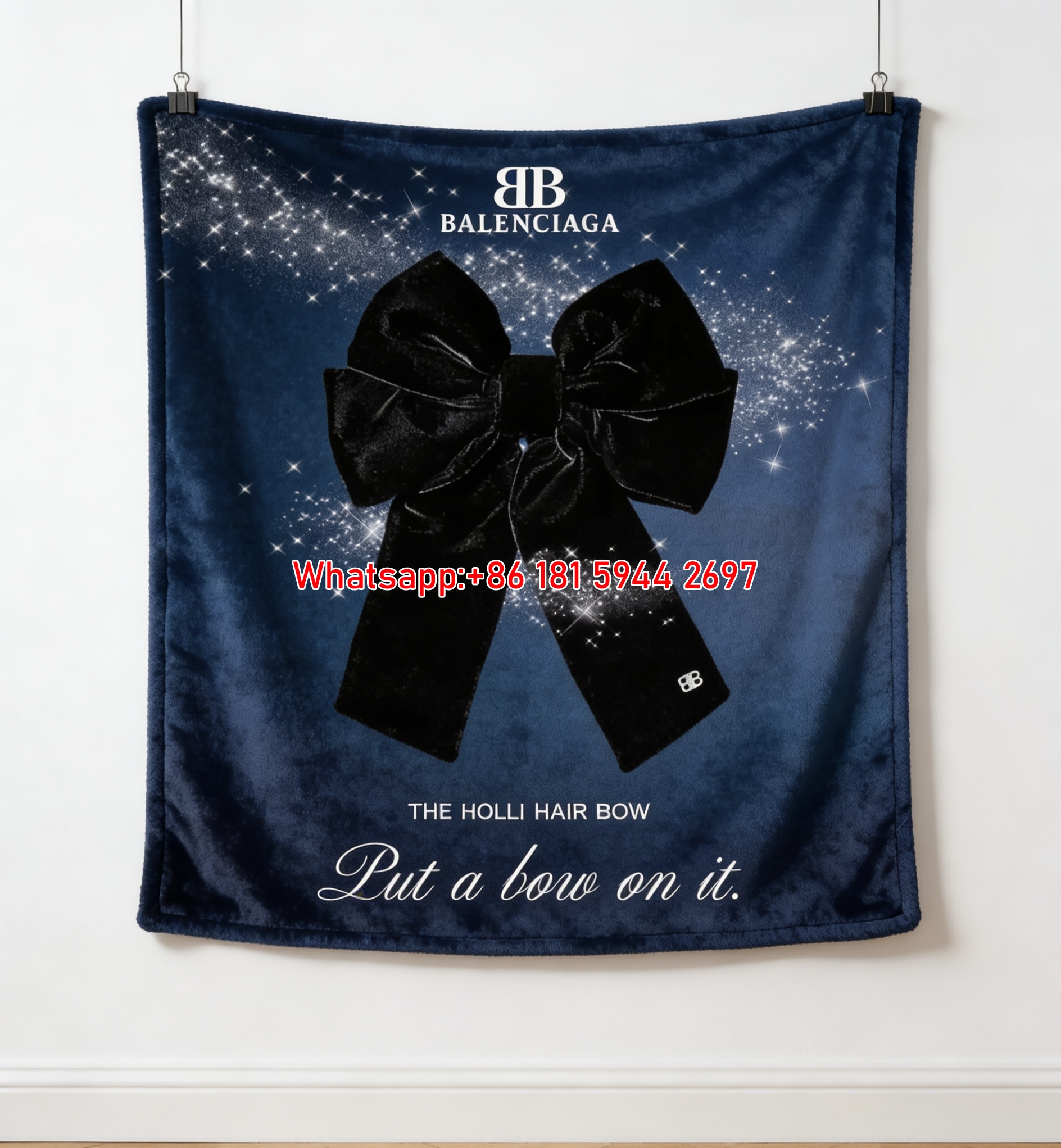 Balenciaga Holli Bow Flannel Sofa Throw Blanket BA202